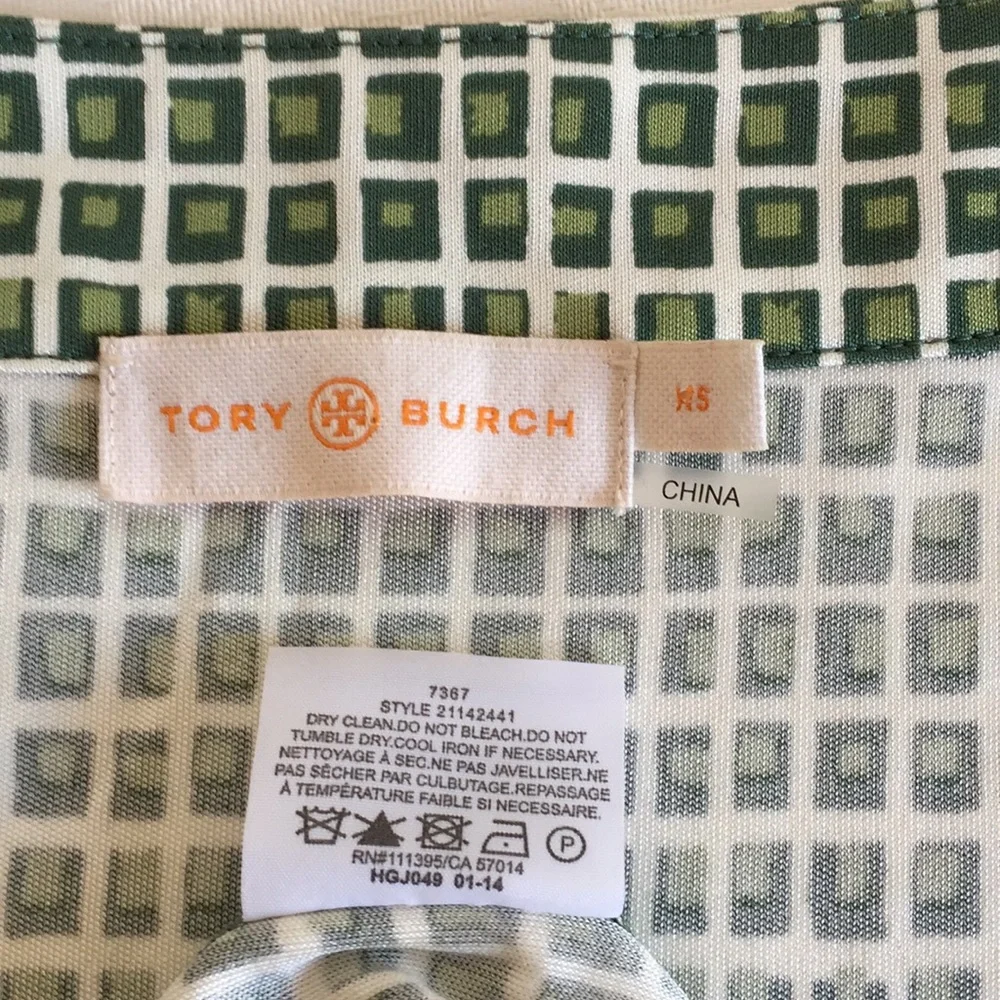 Tory Burch green white printed knit silk dress